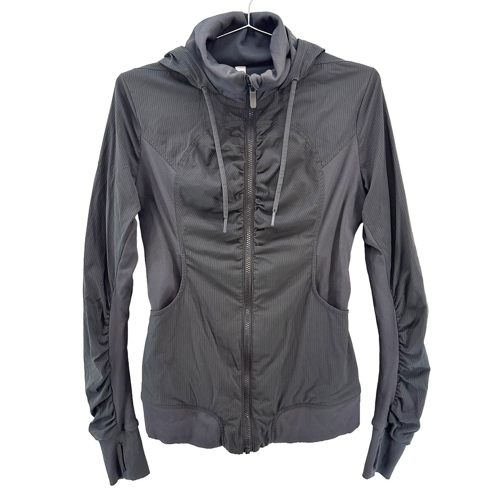 LULULEMON Ruched Full Zip Hooded Running‎ Jacket • 8 • gray